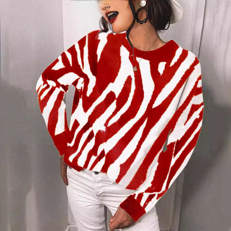Damen Strickpullover mit modernem Streifenmuster und lässigem Schnitt WW