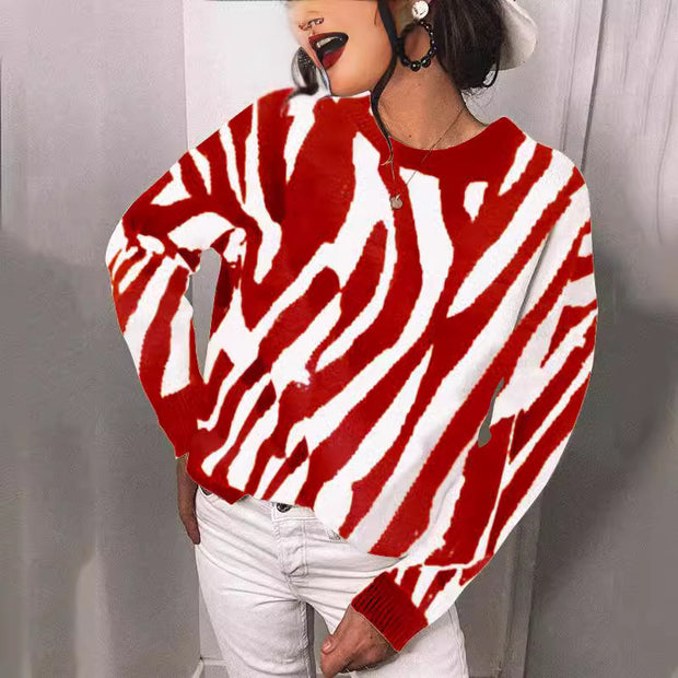 Damen Strickpullover mit modernem Streifenmuster und lässigem Schnitt WW