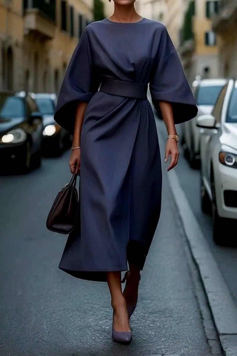Damen Elegantes Maxikleid mit Puffärmeln und tailliertem Schnitt W&W Mode