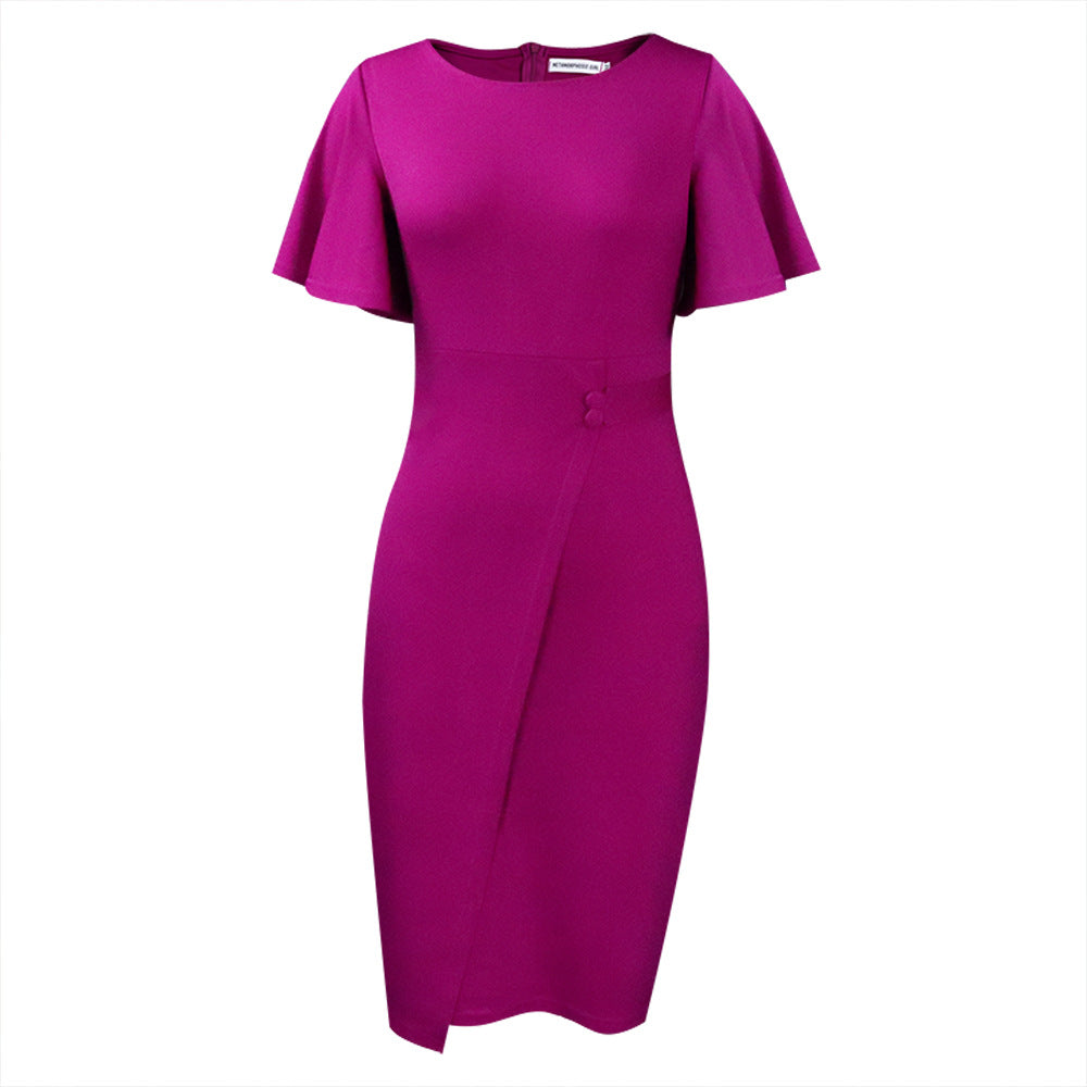 Damen Figurbetontes Kleid mit eleganten Rüschensäumen und schimmerndem Detail WW