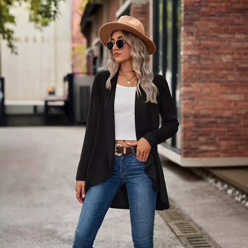 Damen Strickjacke mit asymmetrischem Saum und lässigem Schnitt WW