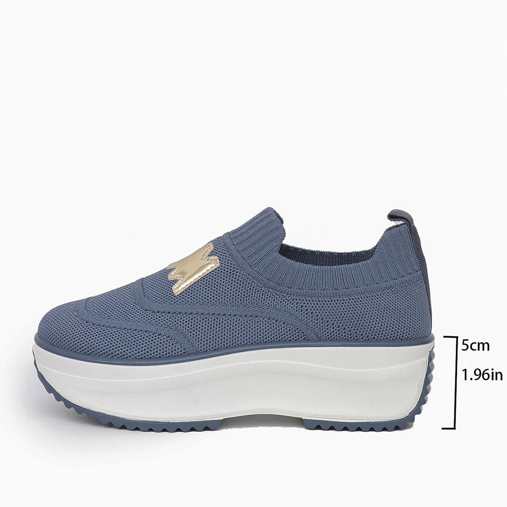 Damen Sneaker mit flexiblem Netzmaterial und modischem Plateau WW