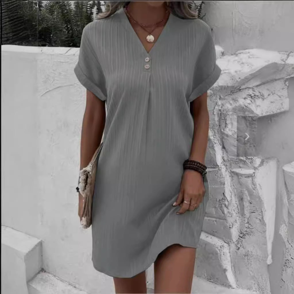 Damen lässiges Midi-Kleid mit Knopfdetails W&W Mode