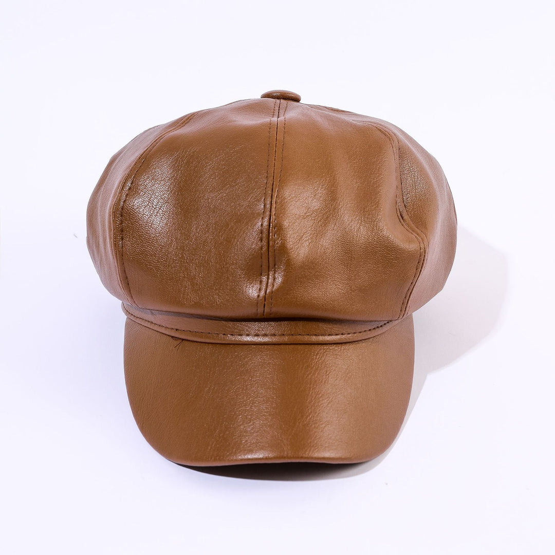 Damen Leder-Baker Boy Cap mit klassischem Design W&W Mode