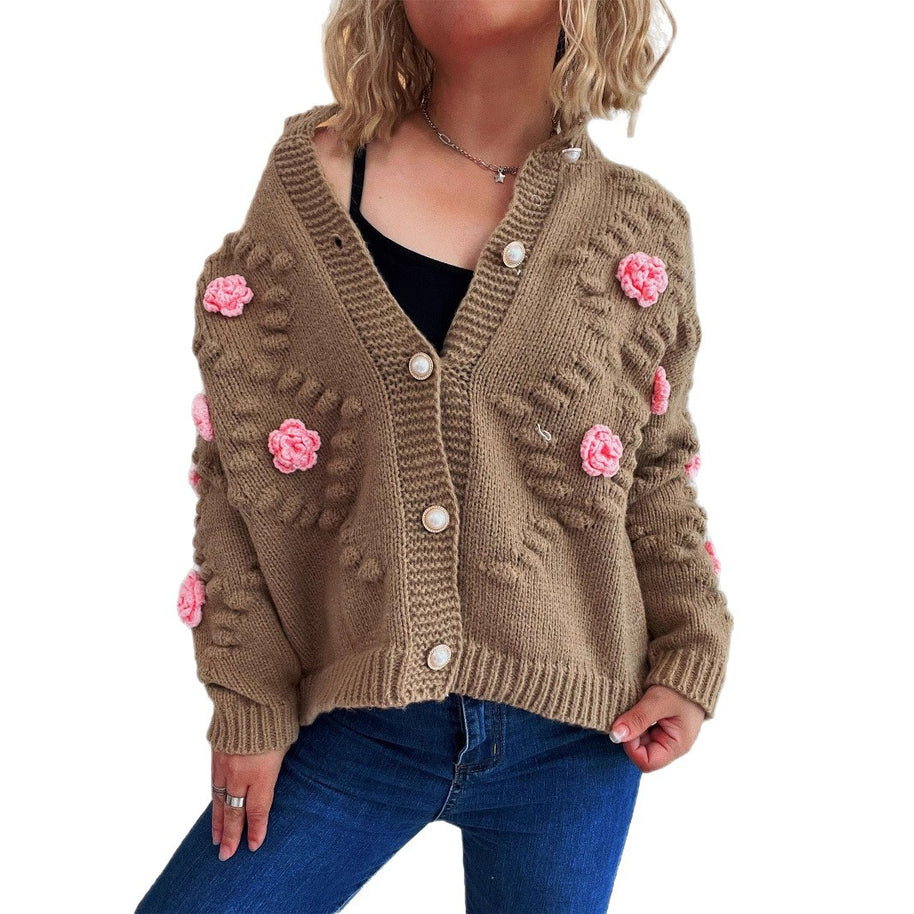 Damen Strickjacke mit floralen Applikationen und komfortablem Schnitt WW