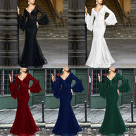 Damen Figurbetontes Abendkleid mit schimmernden Verzierungen und elegantem V-Ausschnitt WW