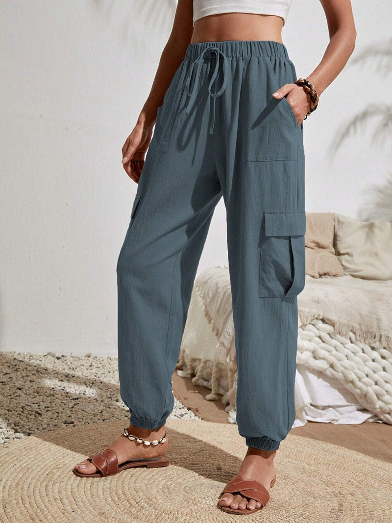 Damen Cargo-Hose mit elastischem Bund und praktischen Seitentaschen W&W Mode