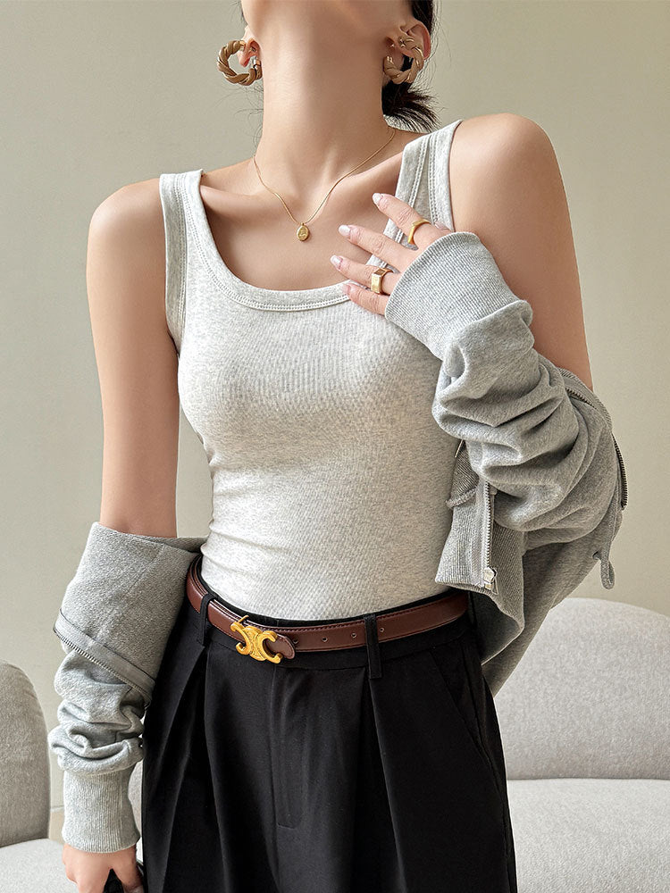 Damen ärmelloses Top mit figurschmeichelndem Schnitt und hochwertiger Textur W&W Mode
