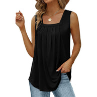 Damen leichtes Tanktop mit elegantem quadratischen Ausschnitt und floralem Druck WW