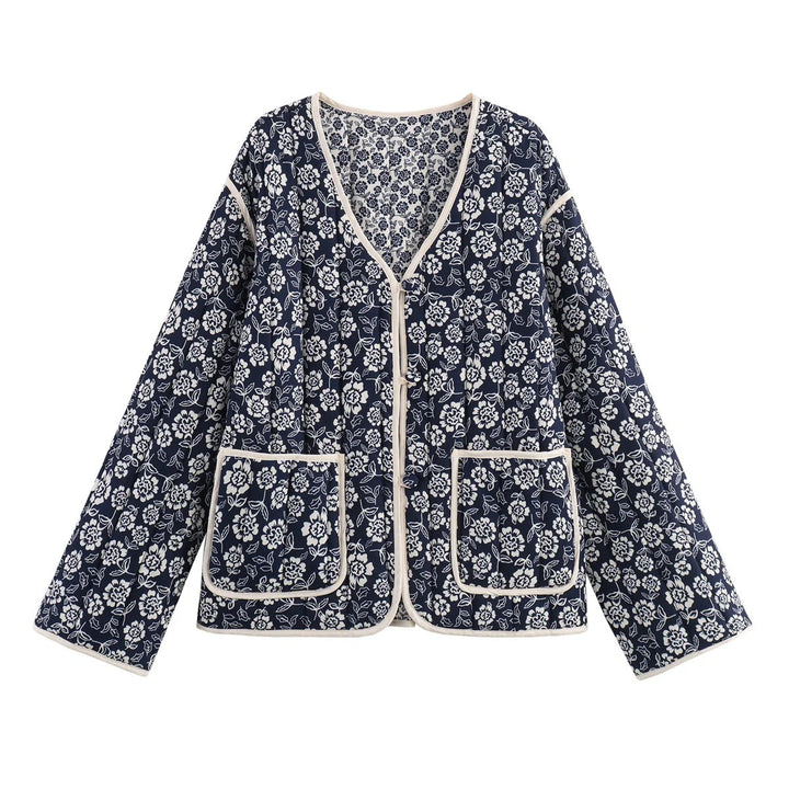 Damen elegante Floral-Jacke im Oversized-Schnitt mit strukturierten Details W&W Mode