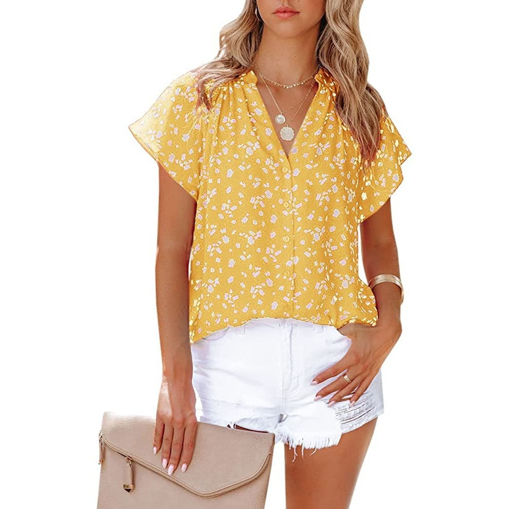 Damen lässiges Baumwollblusenshirt mit modernem Punkte-Design WW