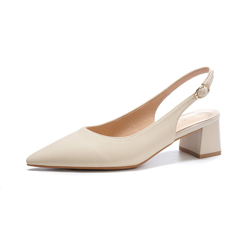 Damen Slingback Blockabsatz-Pumps mit elegantem Spitzenausschnitt-Design WW