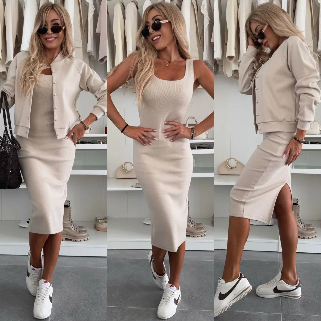 Damen sportliches Kleid mit passender Baumwolljacke WW