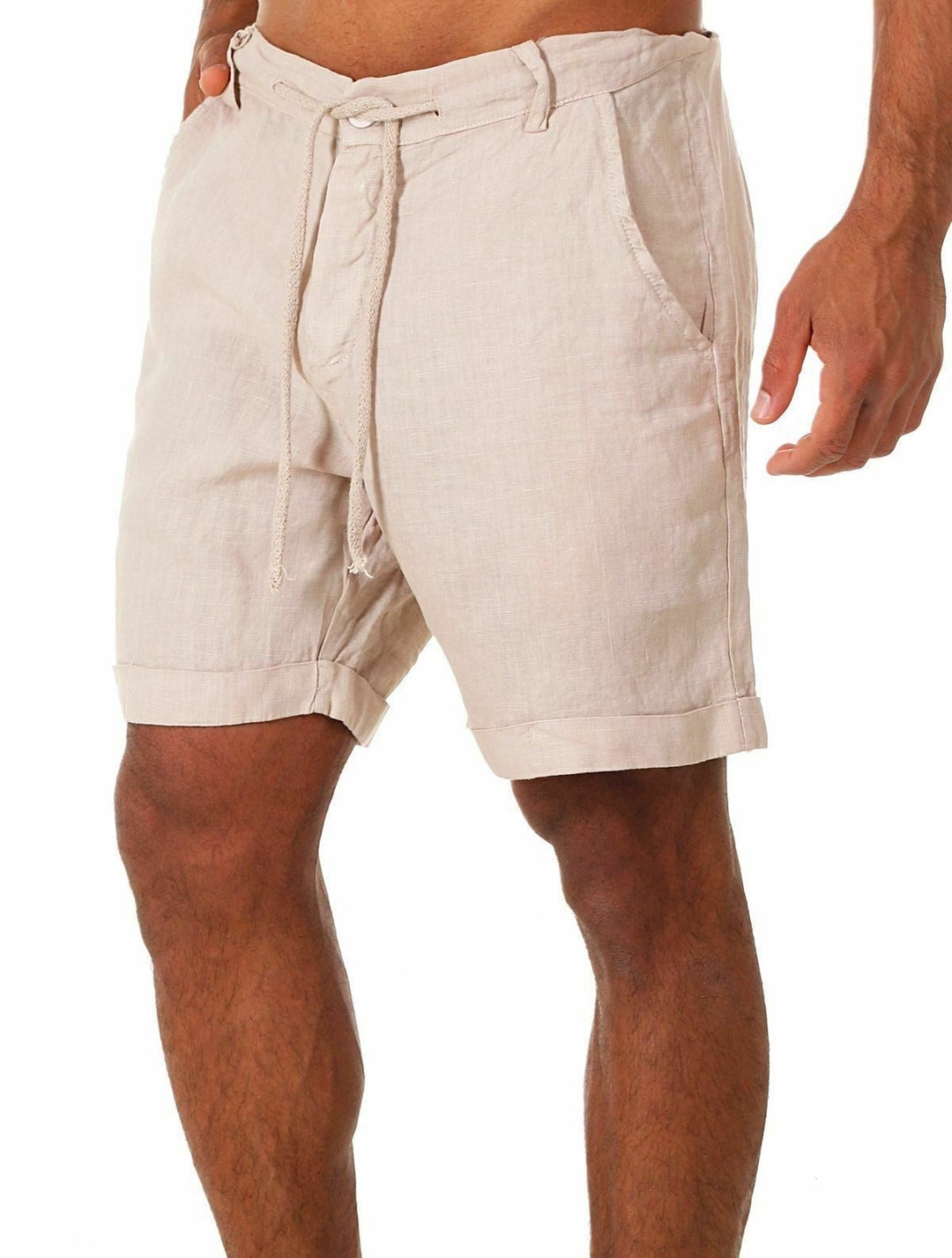 Herren lässige Leinenkurze Shorts mit verstellbarem Bund und praktischen Taschen W&W Mode