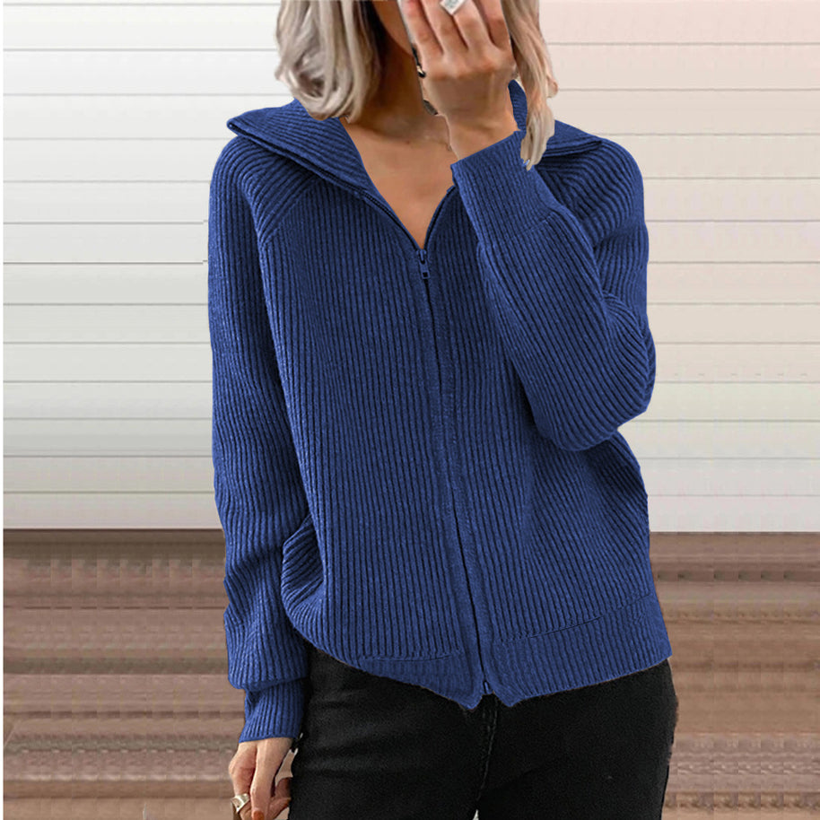 Damen Strickjacke mit Reißverschluss und Hoodie WW