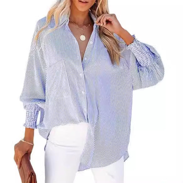 Damen Übergroße Hemdbluse mit raffiniertem Falten-Design WW