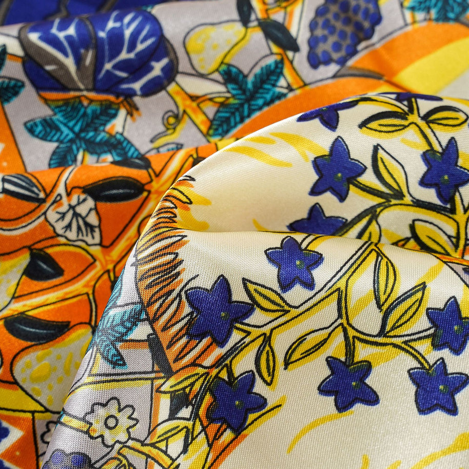 Damen luxuriöser Seidenschal mit kunstvollem floralen Design und schimmerndem Glanz WW