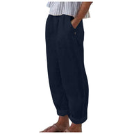 Damen Bequeme Leinenhose mit lockerem Schnitt und seitlichen Taschen WW