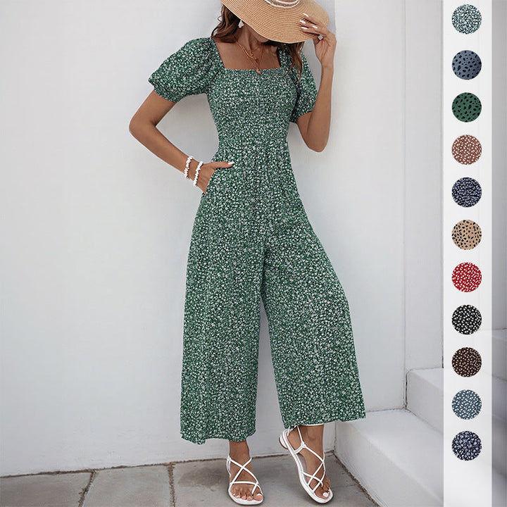 Damen Oversized Jumpsuit mit Puffärmeln und elastischem Taillenbund W&W Mode
