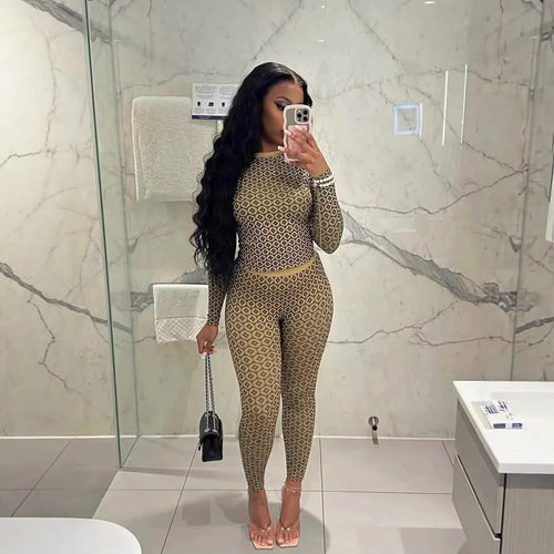 Damen Pyjama-Set aus weichem Jersey mit modernem Muster WW