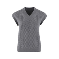 Damen Strickweste mit V-Ausschnitt und Kabelmuster WW