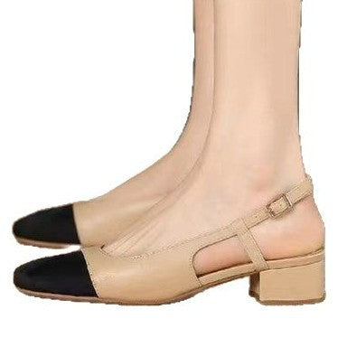 Damen Slingback-Pumps mit komfortablem Blockabsatz und feinem Lederdesign W&W Mode