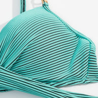 Damen Push-Up Bikini-Top mit elegantem Wickeldesign und goldenen Akzenten WW
