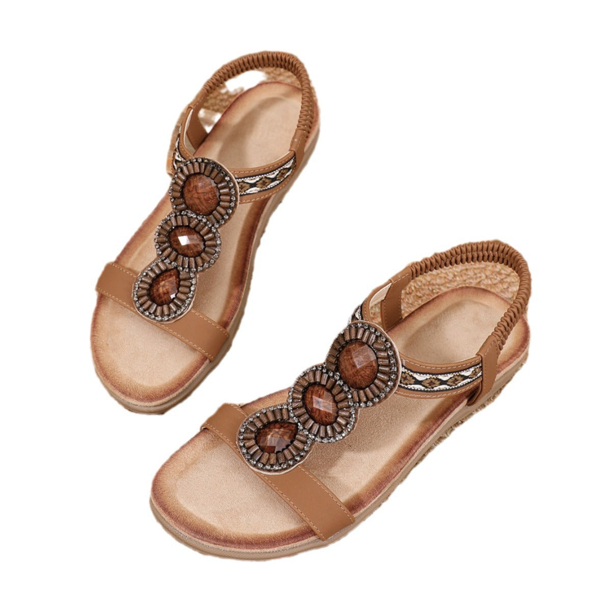 Damen Sommer-Sandaletten mit dekorativen Perlen WW