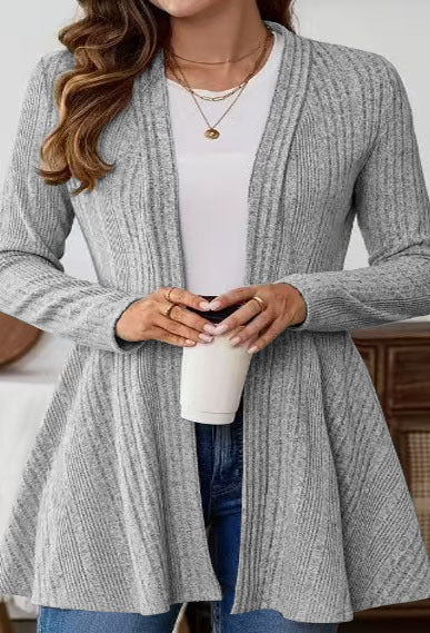 Damen Strickjacke mit verspieltem Design und seitlichem Gürtel WW
