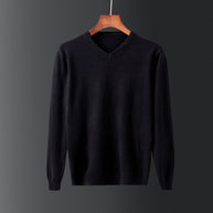 Herren eleganter V-Ausschnitt Pullover aus feiner Wolle WW