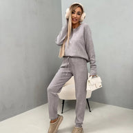 Damen Relaxed-Fit Fleeceanzug mit Kordelzug und praktischen Taschen WW