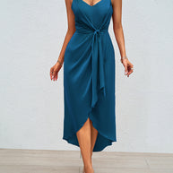 Damen Wickelkleid mit elegantem V-Ausschnitt und verspieltem Schlitz WW