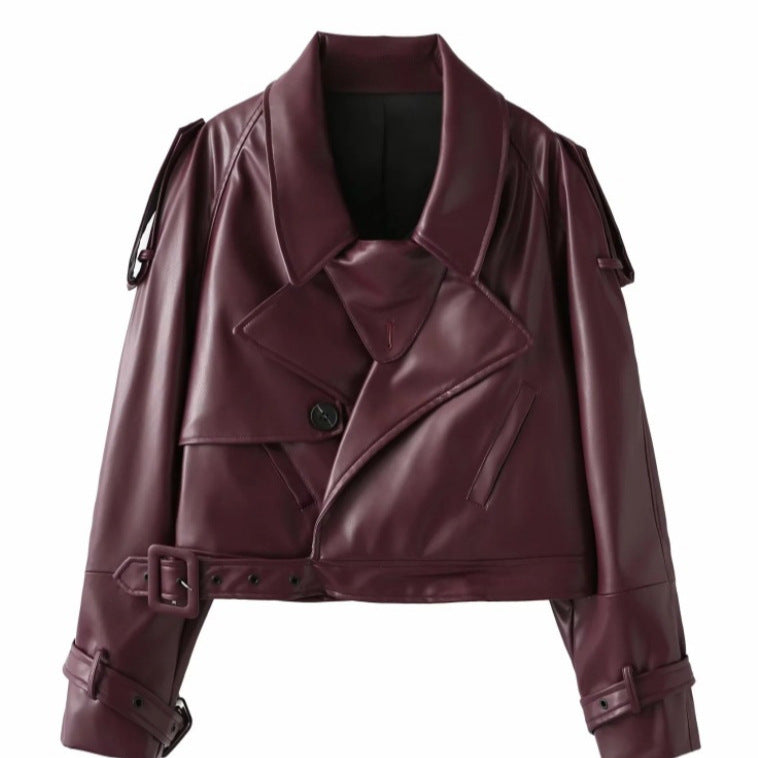 Damen Bikerjacke aus hochwertigem Kunstleder mit asymmetrischem Reißverschluss WW