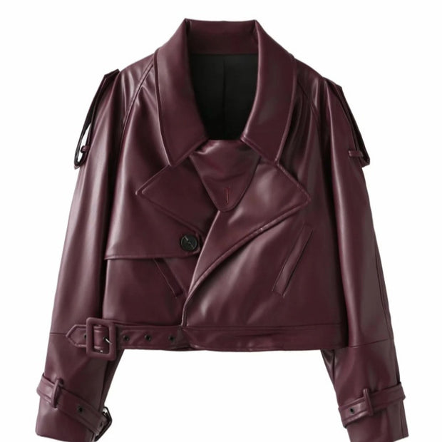 Damen Bikerjacke aus hochwertigem Kunstleder mit asymmetrischem Reißverschluss WW