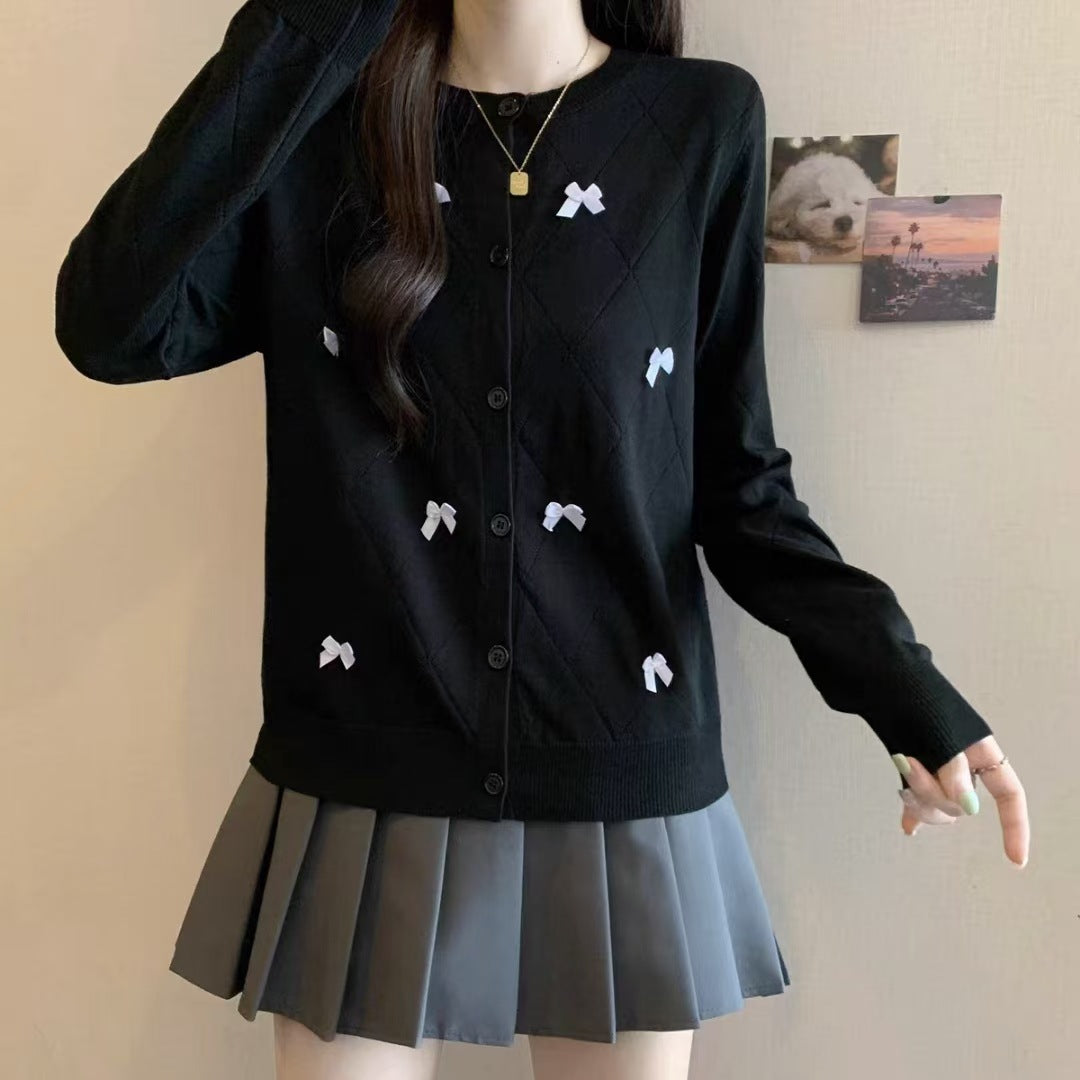 Damen Strickjacke mit dekorativen Schleifen WW