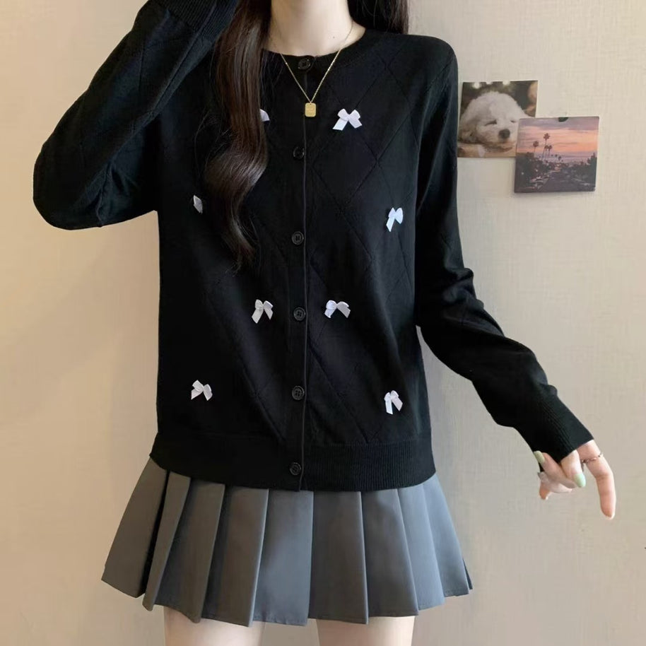 Damen Strickjacke mit dekorativen Schleifen WW