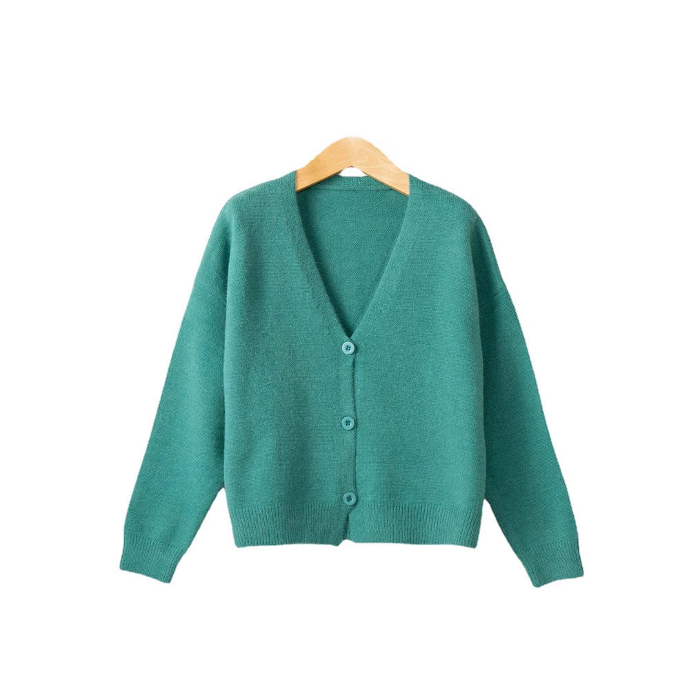 Damen Strickjacke mit V-Ausschnitt und Knopfdetails WW