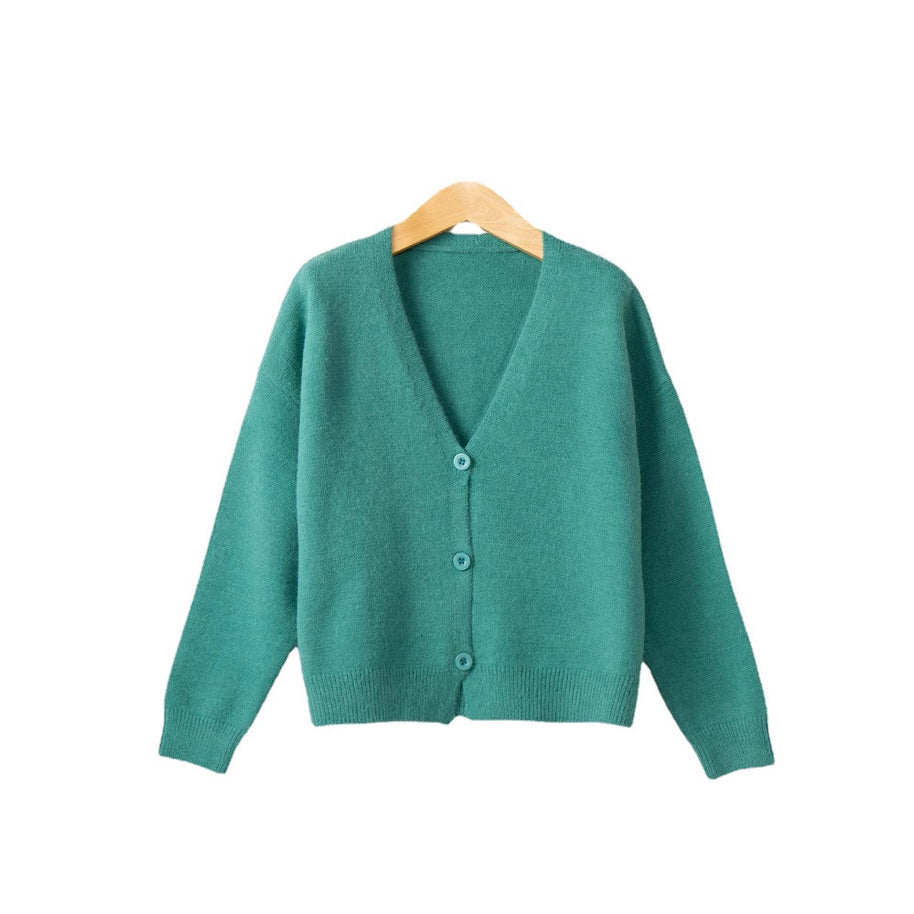 Damen Strickjacke mit V-Ausschnitt und Knopfdetails WW