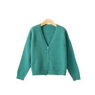 Damen Strickjacke mit V-Ausschnitt und Knopfdetails WW