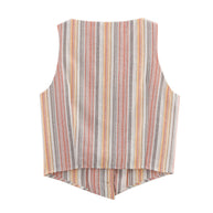 Damen ärmellose Bluse mit V-Ausschnitt und stilvollem Streifenmuster WW