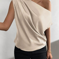 Damen asymmetrisches Top mit Drapierung und elegantem Schnitt WW