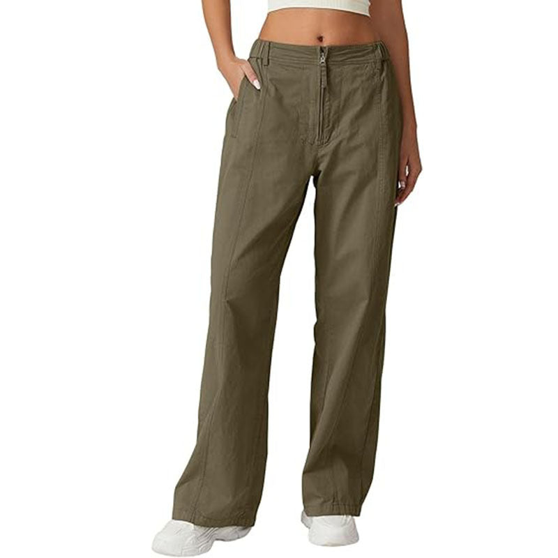 Damen weite Outdoor-Hose mit funktionalen Taschen und hohem Bund WW