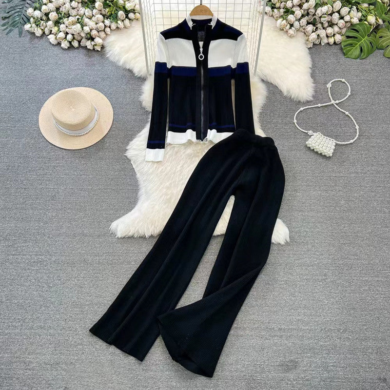 Damen sportliches Cardigan und Schlaghosen-Set WW