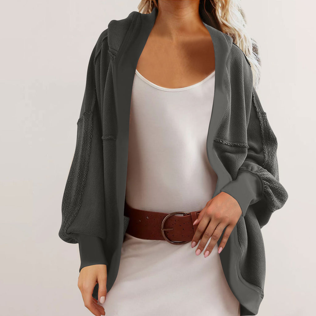 Damen lässiger Strickmantel mit offener Front und praktischen Taschen WW