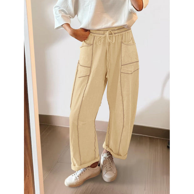 Damen weite Freizeithose mit praktischen Seitentaschen und elastischem Bund WW