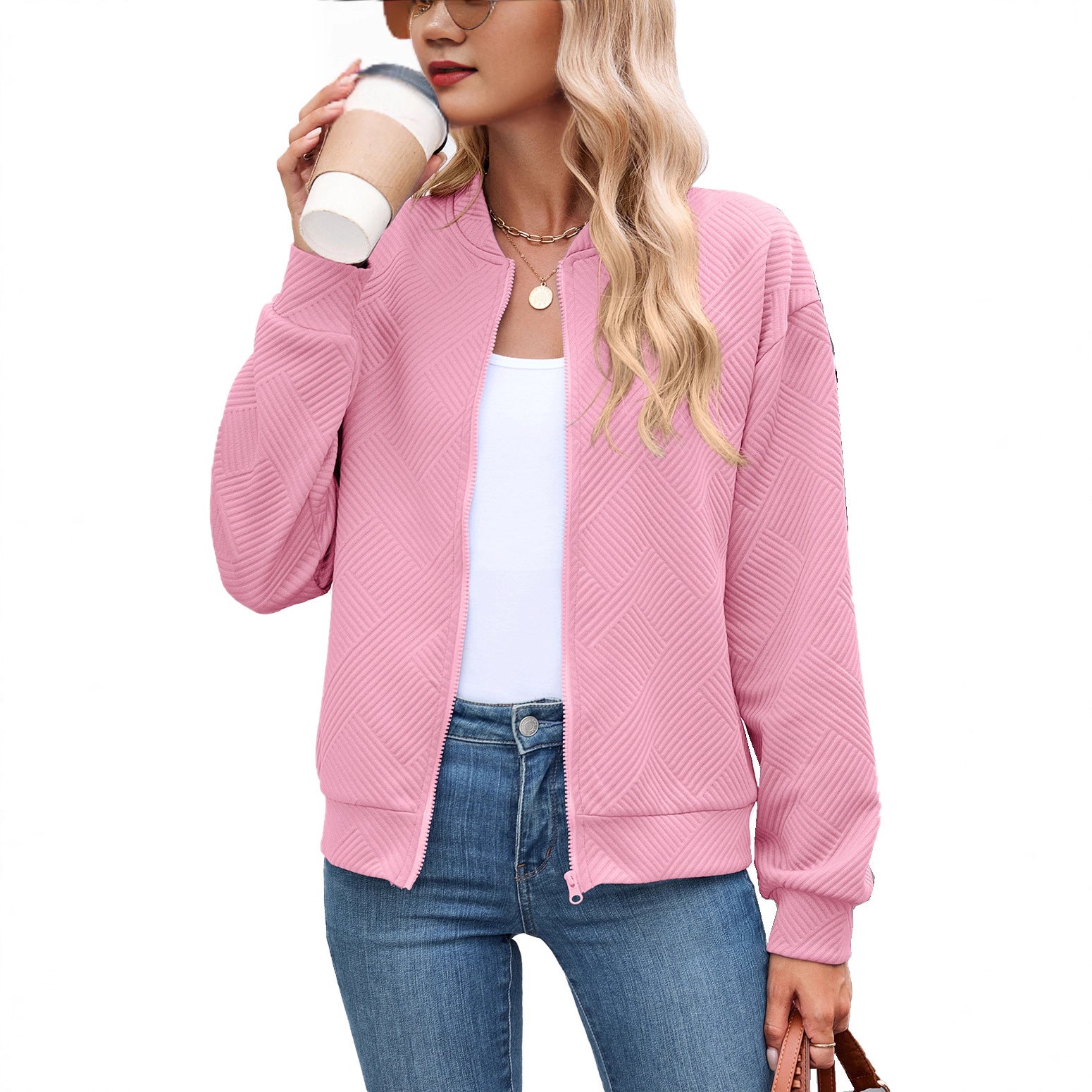 Damen Sportliche Bomberjacke mit strukturiertem Design WW