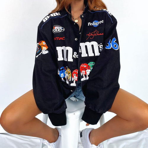 Damen Sportliche Collegejacke mit bunten Applikationen WW