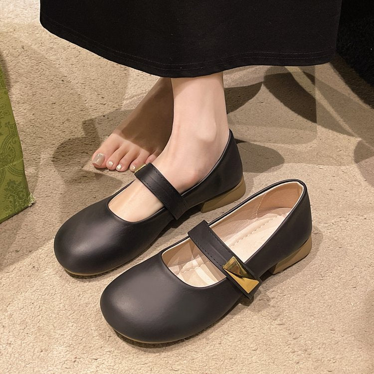 Damen Ballerinas mit dekorativem Riemchen und goldener Applikation W&W Mode