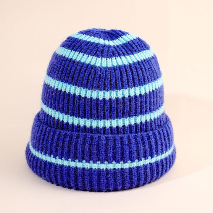 Damen Beanie-Mütze mit gestreiftem Design und weichem Innenfutter W&W Mode