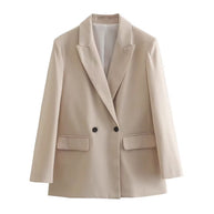 Damen stilvolle Blazerjacke mit doppelter Knopfleiste und breiten Revers WW